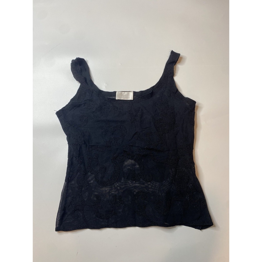 Vintage Soft Surroundings Tank Top Women's Medium Y2K Sheer Lace Whimsy Goth